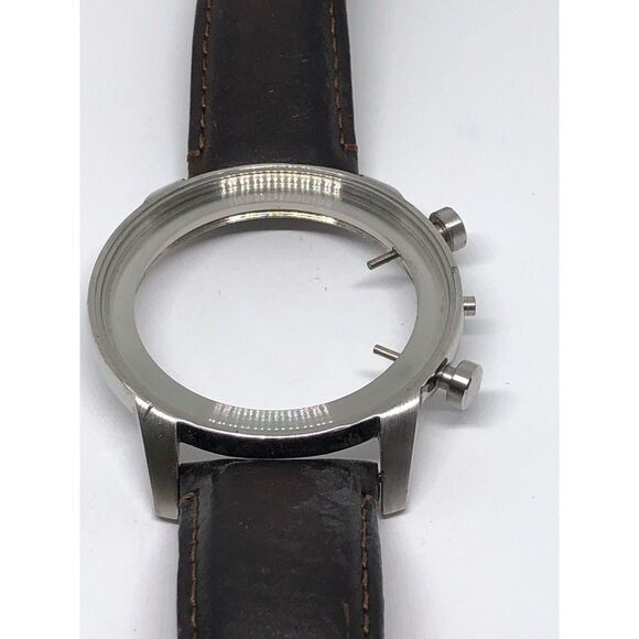Diesel Black Genuine Leather Watch Band Use For Parts W/ Crystal 20mm J231 - Picture 2 of 7